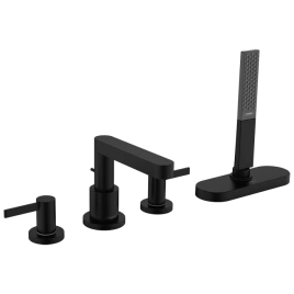 HANSGROHE FINORIS Смеситель на борт ванны на 4 отверстия, с ручным душем и коробом sBox, цвет черный матовый (76444670)