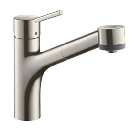 Hansgrohe Talis M52 Смеситель для кухни на 1 отв, поворотный излив 222мм с вытяжным душем, 2jet, h165мм, цвет: под сталь (73860800)