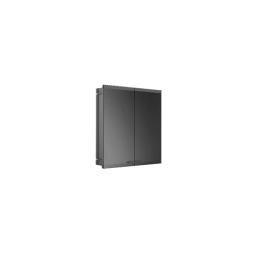 EMCO Evo Зеркальный шкаф 600xh700мм с подсветкой, встраиваемый, 2 двери, 2 полки, розетка, цвет: черный (9397 133 13)