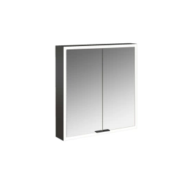 Emco Prime Зеркальный шкаф с подсветкой LED Facelift навесная модель, 600 mm, 2-дверки, IP 20, цвет черный зеркальная задняя стенка (9497 135 61)
