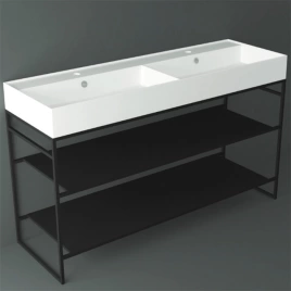 SIMAS AGILE Структура металлическая 141x46xh72 см, напольная, для раковины AG141, с 2 полками, цвет черный матовый (AGSA141D)