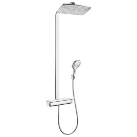 HG Raindance E Душевая система Showerpipe: верх.душ 360х190мм 1jet, ручн.душ, шланг, термостат для душа, EcoSmart, цвет: хром (27286000)