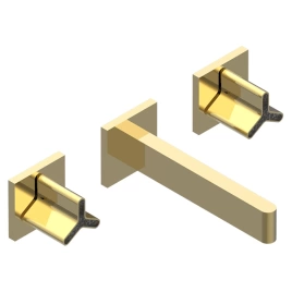 THG ICON-X CARBONE GOLD Смеситель для раковины настенный, на 3 отверстия, внешняя часть, цвет полированное золото (U7S-F01-40GB)