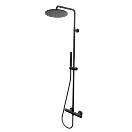 Bossini Настенная колонна - Душ COSMO 230 mm - ручной душ, смеситель термостатический наружный с интегрированным переключением - черньій матовый (L10093.073)