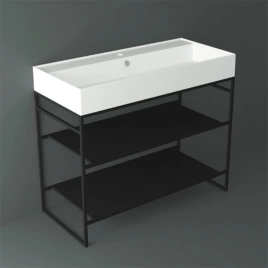 SIMAS AGILE Структура металлическая 101x46xh72 см, напольная, для раковины AG101, с 2 полками, цвет черный матовый (AGSA101)