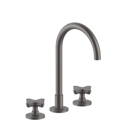 Fantini Icona Classic Смеситель для раковины, 3 отв, с нажимн. донным клапаном, излив 160мм, цвет: матовая оружейная сталь (53 P5 R007)