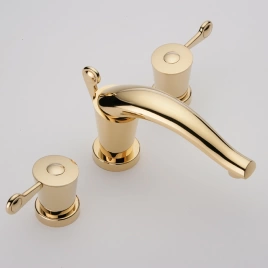 THG BAGATELLE METAL MANETTES Смеситель для раковины на 3 отверстия, с донным клапаном, цвет полированное золото (U3B-F01-151)