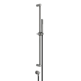 GESSI 316 Штанга в комплекте с душевой лейкой с легкой очисткой, шланг 1,50 м, вывод воды из стены, цвет: steel brushed (54045#239)