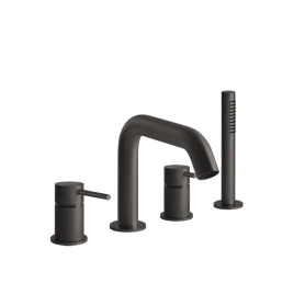 GESSI 316 Смеситель для ванны на 4 отверстия, с переключателем, изливом и шлангом 1,50 м, цвет: brushed black metal pvd (54037#707)