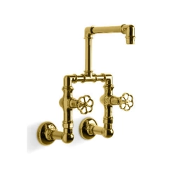 Kerasan Artwork Смеситель настенный для раковины на 2 отв, цвет OTTONE SP (756812)