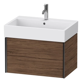Duravit XViu Тумба подвесная 397x684x454мм, для раковины 235070, 2 ящика, цвет: walnut dark/черный матовый (XV43350B221)