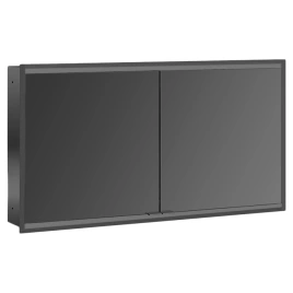 EMCO Prime2 Зеркальный шкаф 1300xh700мм 1300xh700мм с подсветкой, встраиваемый, 2 двери, 2 полки, розетка, цвет: черный (9497 060 57)