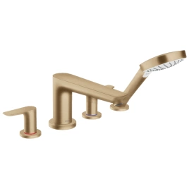Hansgrohe Talis E Смеситель на борт ванны, на 4 отв, с ручным душем, излив 196мм, цвет: шлифованная бронза (71748140)