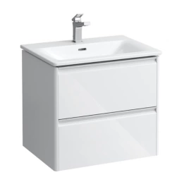LAUFEN PALACE Комплект мебели 600х450х545 мм, с раковиной Slim, 2 ящика, органайзер для ящика, ручка анодированный алюминий, цвет белый глянцевый (8.6070.2.261.104.1)