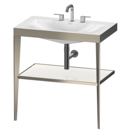 Duravit XViu Консоль напольная, 850x800x480мм с полкой, с раковиной без перелива, 3 отв, цвет: champagne matt/white high gloss lacquer (XV4715TB185)