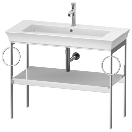 Duravit White Tulip Металлическая консоль, 760x984x450 мм, напольная, 1 дерев.полка, 2 п/держ, цвет: белый высокоглянцевый (WT4547B8585)