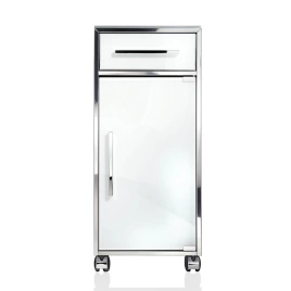 Decor Walther RS 1 Шкафчик передвижной 38x30x80см, стекло белое, цвет: сталь полированная (704270)