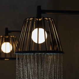 AX LampShower Верхний душ 1jet, с держателем, цвет: шлифованный черный хром (26031340)