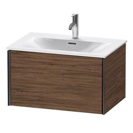 Duravit XViu Тумба подвесная 610x800x480мм, для раковины 234473, 1 ящик, цвет: walnut dark/черный матовый (XV40330B221)