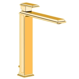 Gessi Eleganza Смеситель для раковины на 1 отверстие, высокий, с донным клапаном, цвет: золото (46003#080)