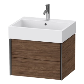 Duravit XViu Тумба подвесная 397x584x454мм, для раковины 235060, 2 ящика, цвет: walnut dark/черный матовый (XV43340B221)