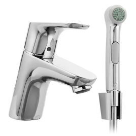 Hansgrohe Focus Набор для биде: смеситель для раковины на 1 отв, излив 101мм, h53мм, душ бидетте с держателем и шланг 1,6м, цвет: хром (31926000)