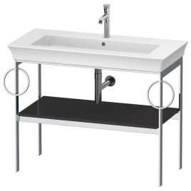 Duravit White Tulip Металлическая консоль, 760x984x450 мм, напольная, 1 дерев.полка, 2 п/держ, цвет: Graphite HighGloss (WT4547BH1H1)