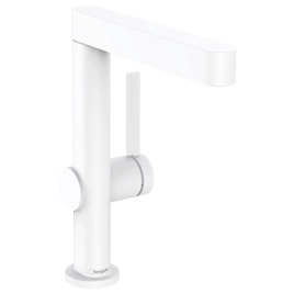 HANSGROHE FINORIS Смеситель для раковины на 1 отверстие, однорычажный, с поворотным изливом, с донным клапаном, цвет белый матовый (76060700)