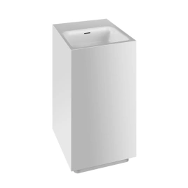 Раковина Gessi Rettangolo напольная 42х42см с 3 намечотверстиями слив в пол с донным клапаном и сифоном цвет матовый белый