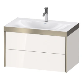 Duravit XViu Тумба подвесная 503x800x480мм, с раковиной без перелива, с 1 отв под смес, 2 ящика, цвет: белый глянцевый/champagne matt (XV4615OB122P)