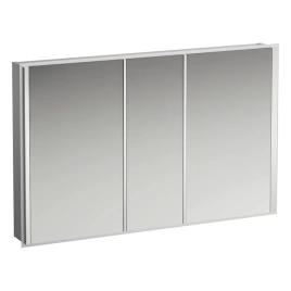 LAUFEN FRAME 25 Зеркальный шкаф 1200х150х750 мм, 3 двери, LED подсветка, подсветка снизу, сенсорный выключатель, 2 розетки, цвет Mirror (4.0885.4.900.144.1)