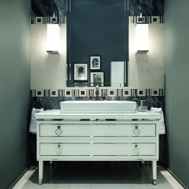 OASIS LUTETIA Столешница мраморная 1370х560х20 мм, с 1 отверстием для раковины, с отверстием для смесителя, мрамор Bianco Statuario (0LTTM1371LBS)