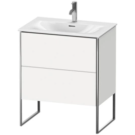 Duravit XSquare Тумба напольная под раковину 234473, 2 яшика, встроенные ножки с регулировкой по высоте, 592x710x478мм, цвет White High Gloss (XS452302222)