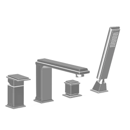 Gessi Eleganza Смеситель для ванны на 4 отверстия, с переключателем, изливом и ручным душем, цвет: Finox (46037#149)