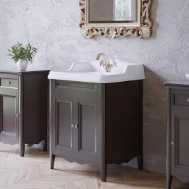 TW Veronica, База с раковиной Simas AR824bix1 68x54см с 1отв. под смеситель, 2 расп. дверки, доводч. Blum, ручки: Riflesso бронза, цвет: grigio (VER2068-G+AR824bix1 комплект)