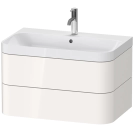 Duravit Happy D.2 Plus Тумба подвесная с умывальником 775х490х468 мм, с 1 отв под смесит, 2 ящика, выпуск и сифон в комплекте, цвет белый глянцевый (HP4347O2222)