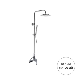 FIMA|Carlo Frattini Fit Смеситель для душа, настенный, с душ.стойкой, верхний душ 250мм, ручной душ, цвет: белый матовый (F3385/2BS)