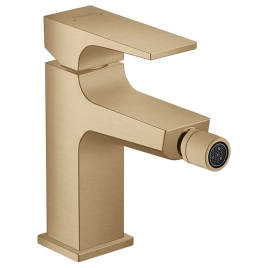 Hansgrohe Metropol Смеситель для биде на 1 отв, с донным клапаном, излив 129мм, цвет: шлифованная бронза (32520140)