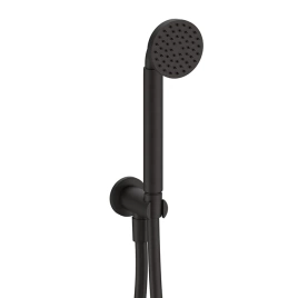 Fantini Icona Classic Душевой набор: ручная лейка со шлангом и держателем,круглая розетка, выпуск 1/2, цвет Deep Black PVD (53 S1 R043)