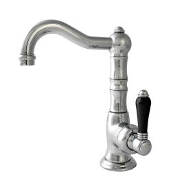 Nicolazzi Ceramica Nera Смеситель для раковины однорычажный, с донным клапаном, !открыть воду -рычаг влево! ручки черная керамика, цвет: хром (3458CR76BC)