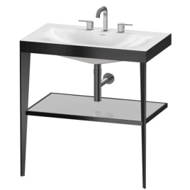 Duravit XViu Консоль напольная, 850x800x480мм с полкой, с раковиной без перелива, 3 отв, цвет: black matt/crome (XV4715TB210)