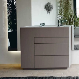 NOORTH milldue edition TOUCH Комплект мебели 1000х400х880 мм, напольный, 3 ящика, слив в пол, раковина Milltek белая матовая, отделка Argilla матовый (371865)
