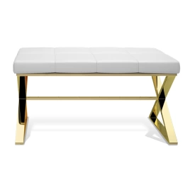Decor Walther Bench Скамейка 81x41x43см, экокожа, цвет: золото /белый (508928)