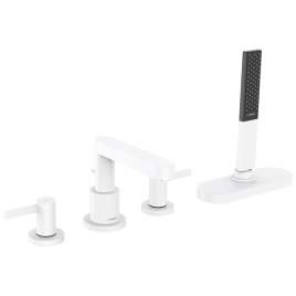 HANSGROHE FINORIS Смеситель на борт ванны на 4 отверстия, с ручным душем и коробом sBox, цвет белый матовый (76444700)