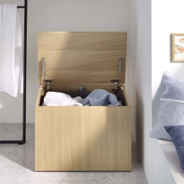 BURGBAD Sinea 2.0 Шкаф 600х450х460 мм, напольный, на колесиках, крышка, открывающаяся наверх, мешок для белья, цвет Eiche Dekor Cashmere (RCAJ060 F2240)