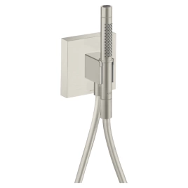 AXOR SHOWERS PORTER Душевой набор c ручным душем с 2 режимами, шланг 1250 мм, держатель для душа с выводом воды, внешняя часть, цвет сталь (12626800)