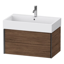 Duravit XViu Тумба подвесная 397x784x454мм, для раковины 235080, 2 ящика, цвет: walnut dark/черный матовый (XV43360B221)