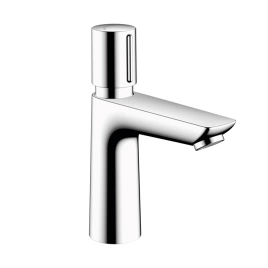 Hansgrohe Talis E Смеситель для раковины 110, самозакрывающийся, на 1 отв, без донного клапана, излив 112мм, h104мм, цвет: хром (71718000)