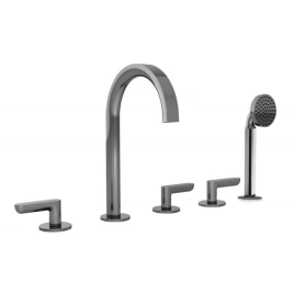 Fantini Icona Deco Смеситель на борт ванны, 5 отв, излив 160мм, с ручн.душем, цвет: хром (53 02 R165)