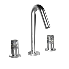 Bongio Aqua Смеситель для раковины на 3 отв, ручки черный мрамор, цвет хром (40501CRPO)